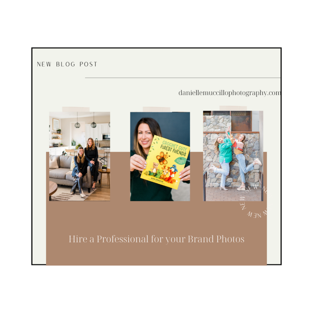 screenshot of a new blog post with 3 photos of different brand clients one is mother and daughter real estate team, another is a book author holding up her book on a blue background, and the last one is two girls giving high fives.