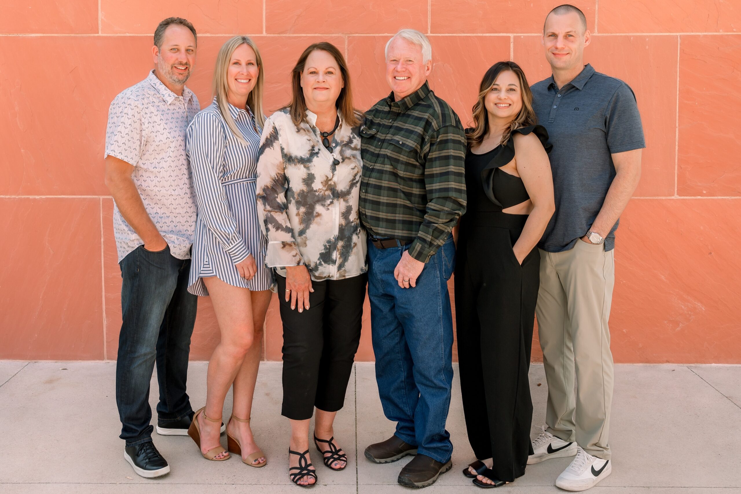 Parents with their adult childern and spouses in Old Town Scottsdale 